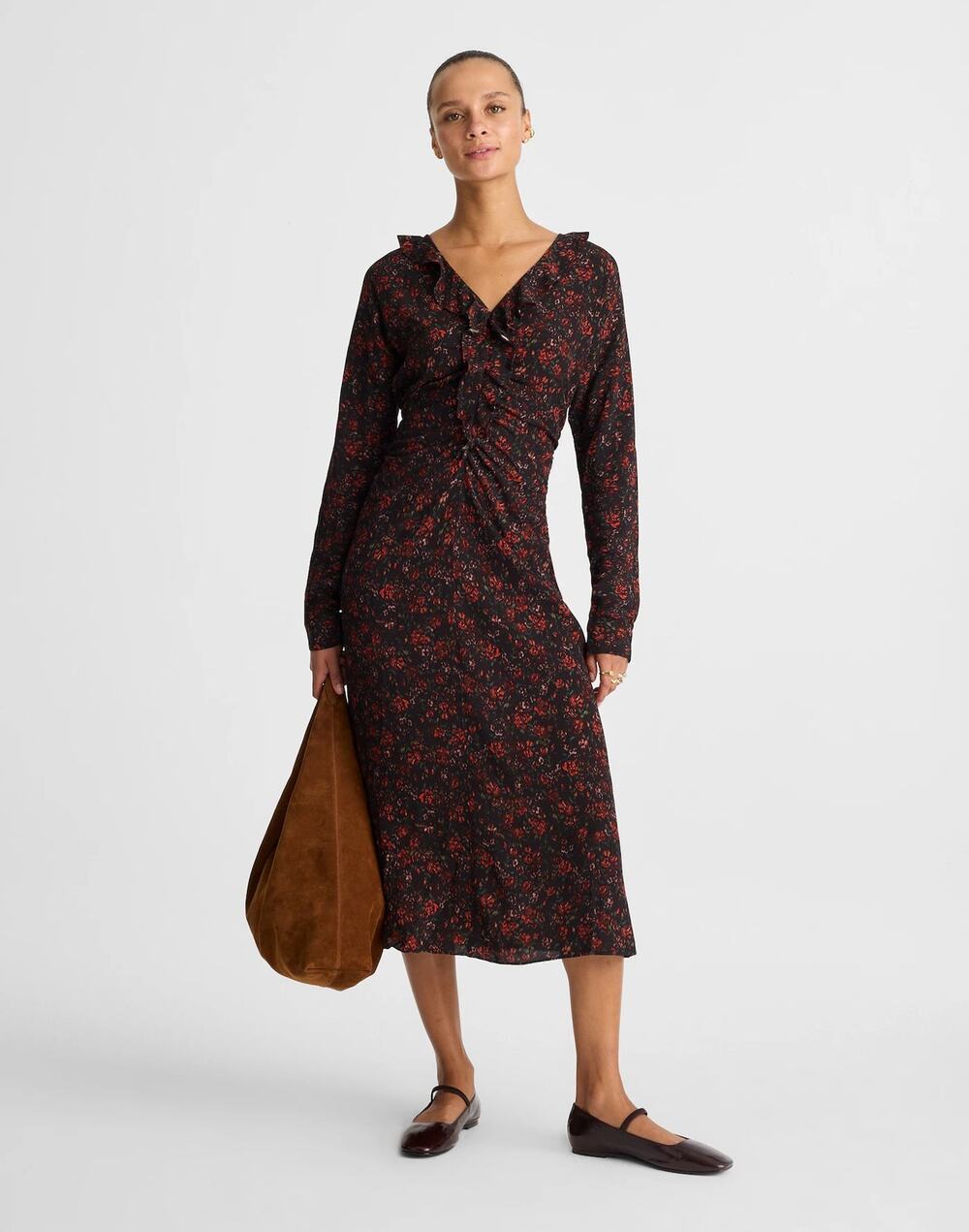 NWT Madewell Ruffled Floral Midi Dress